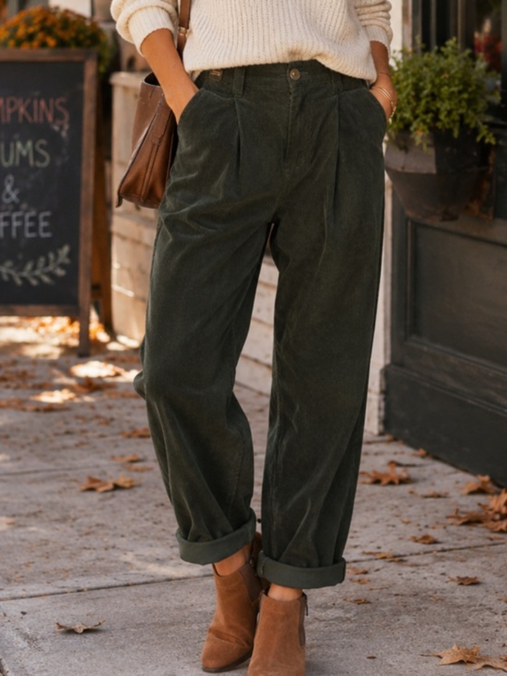 Simplee Forest Green baggie Corduroy Pants in size medium